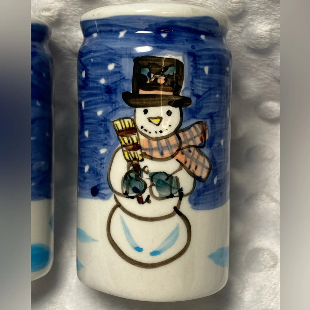 Christmas - Hand Painted Snowman and Christmas Tree Salt and Pepper Shakers